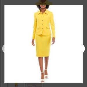 Le Suit Vibrant Yellow Pencil Skirt Set